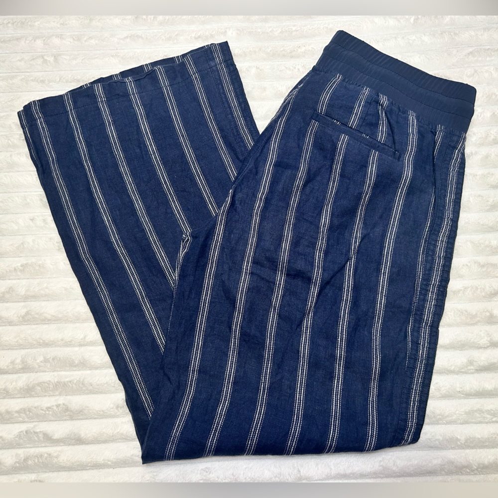 Athleta Wide Leg 100% Linen Pants, Women’s Size 6, Drawstring Waist, Like New